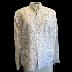 Elegant Alfred Dunner Cream Patterned Women's Jacket